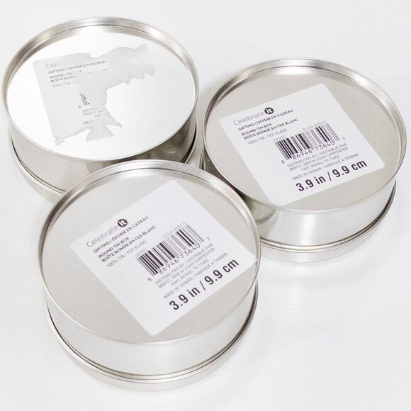 Celebrate It / 3 pc Round Tin Box 2.9in / 9.9cm / Gift, Storage, Notions w/ Lid - Picture 3 of 5